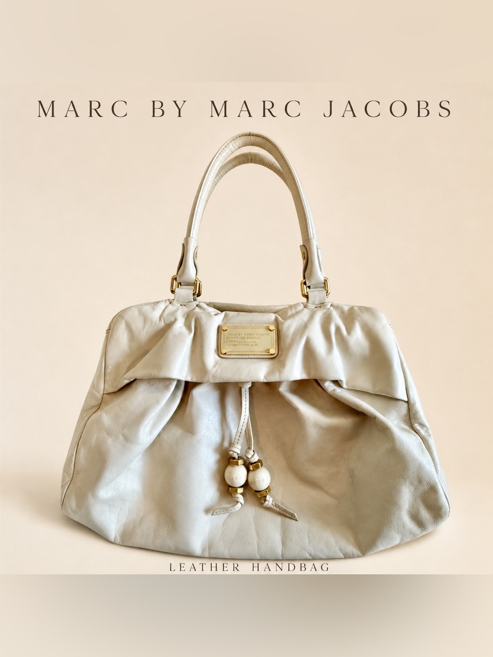 Marc by Marc Jacobs Cream Leather Tote Handbag
